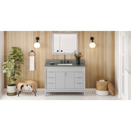 Jeffrey Alexander 48In. Grey Theodora Vanity, Boulder Cultured Marble Vanity Top, Undermount Rectangle Bowl VKITTHE48GRBOR